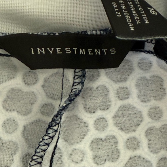 Investments Ankle Pants Women Plus Size 18 Blue White Geometric Floral Stretch - Picture 8 of 10